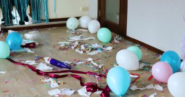 Aileler, parti sonrası kargaşadan, oturma odası konfetilerinden ve balonlardan sonra parti sonrası şokla eve dönerler..