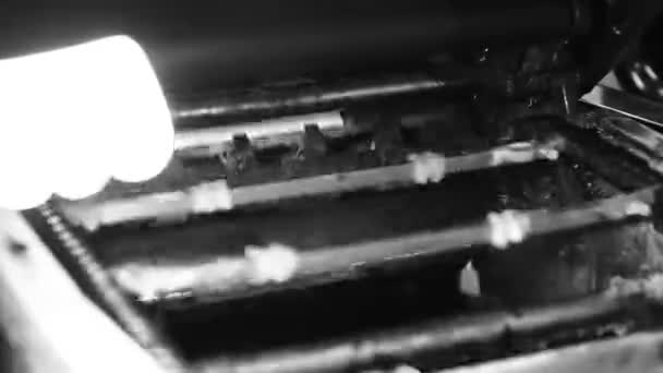 Printer in Printshop in Black and White — Stock Video