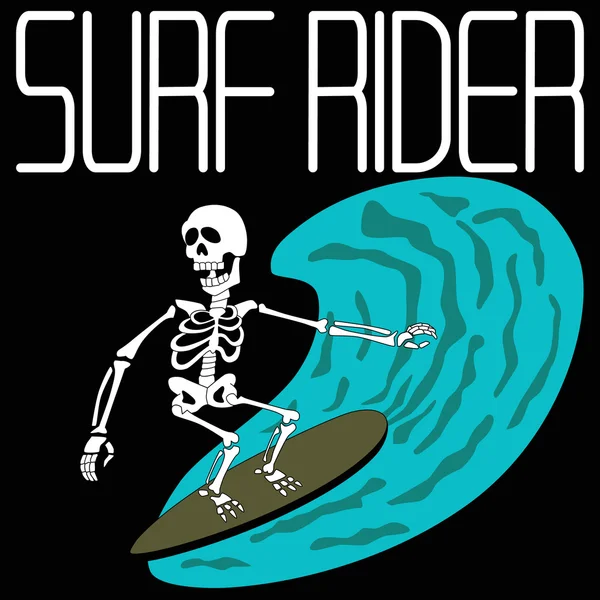 Illustration skelett surfing — Stock vektor