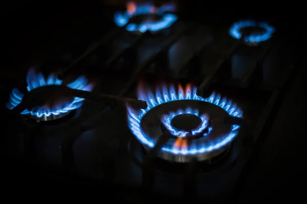 Flammes bleues de gaz naturel — Photo