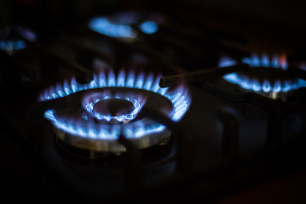 Голубое пламя природного газа
