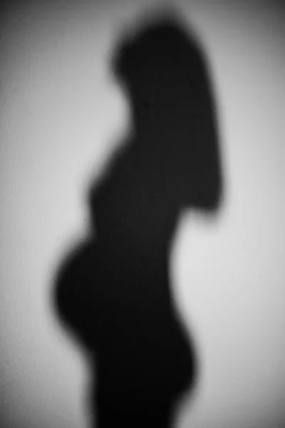 Naked pregnant woman shadow — Stock Photo, Image