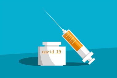 Tıbbi ikon ampul aşısı ve şırınga çizimi