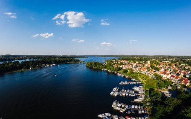 Caputh ve Schwielow Gölü 'nün havadan görünüşü, Berlin Brandenburg