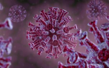 Mikroskop altında yüzen virüsün temsili