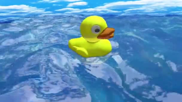 Animation Canard Caoutchouc Flottant Dans Mer — Video