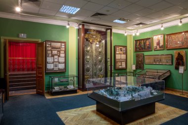 Kyiv, Ukrayna-26 Aralık 2020: Müze St. Michaels Altın Kubbeli Manastır Kompleksi müzesinde sergileniyor.