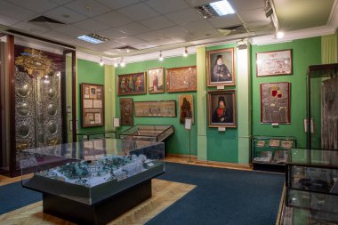 Kyiv, Ukrayna-26 Aralık 2020: Müze St. Michaels Altın Kubbeli Manastır Kompleksi müzesinde sergileniyor.