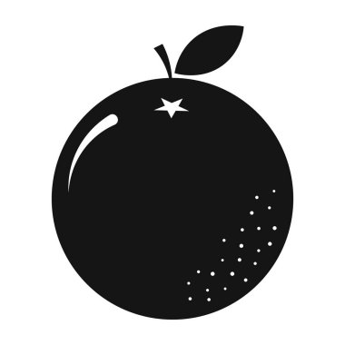 Vibrant Orange Silhouette A minimalist illustration of a perfectly ripe orange, with a single leaf and stem, showcases the fruit's simple beauty and refreshing appeal.