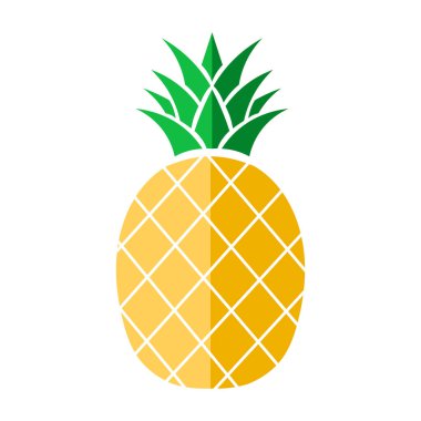 Yeşil yapraklı taç ve sarı gövdeli stilize edilmiş ananas çizimi.
