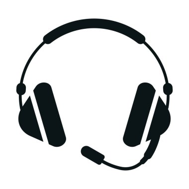 Destek İçin Mikrofonlu Profesyonel İletişim Kulaklık Simgesi