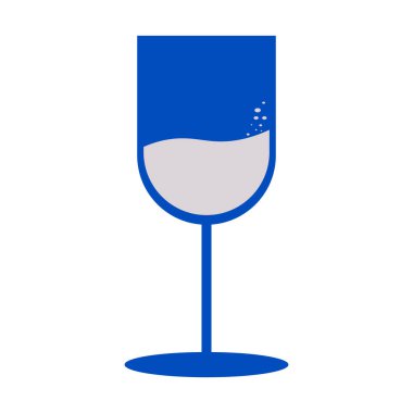Köpüklü mavi ve beyaz şarap bardağı ikonu, bar menüleri için ideal.,