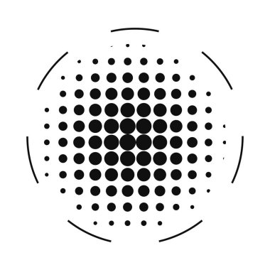 Soyut Yarım Tonlu Nokta Çemberi Tasarımı Çevreleyen Yay, Minimalist Geometrik Logo Elemanı ve Grafik Kompozisyonu