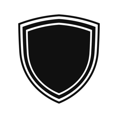 Beyaz Sınır Aksanlı Klasik Siyah Kalkan Silueti, Koruma, Güvenlik, Güvenlik ve Heritage Heraldry Tasarımı Sembolü
