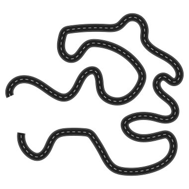 Dolambaçlı yolların ve yarış pistlerinin soyut kompozisyonu karmaşık yolları, zorlukları ve bir yolculuğun heyecanını resmediyor..