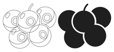 Merkezli bir yaban mersini kümesinin ana hatları ve silueti, basit vektör sanatı