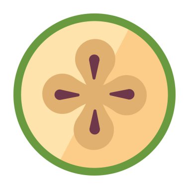 Düz Tasarım Meyve Çapraz Çizim Tohumları ve Beyaz Arkaplan Yeşil Çember Tasarımı