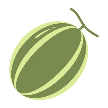 Çizgili Tek Yeşil Kavun, Düz Tasarım Çizimi