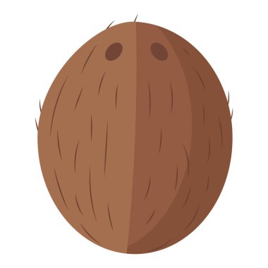 Dokulu kabuklu, kahverengi hindistan cevizi ve iki karakteristik göz, düz vektör çizimi.