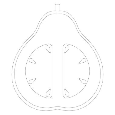 Beyaz bir arka planda izole edilmiş tohumlu yarım bir guavanın tasviri.