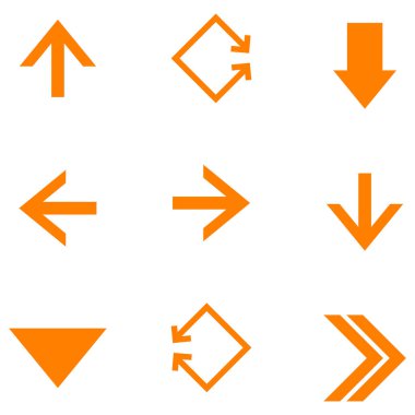 Turuncu Ok Koleksiyonu Yukarı, Aşağı, Sol, Sağ ve Dışarıyı Gösteriyor