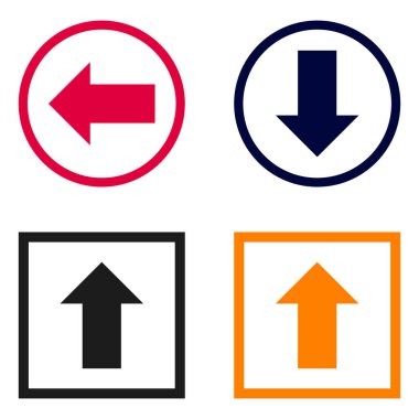 Yönlendirme için siyah, turuncu ve kırmızı renkli daireler ve kareler halinde oklar