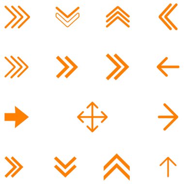 Turuncu Ok Koleksiyonu: Yön, Navigasyon ve Veri İçin Çeşitli Biçimler