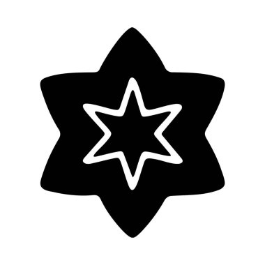 Altı köşeli bir yıldızın soyut siyah silueti daha büyük bir yıldız şekli, grafik elementi..