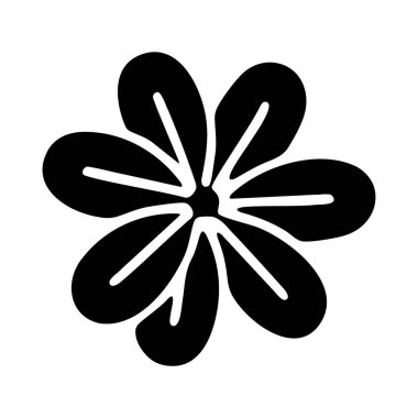 Basit Kara Çiçek Silüeti, Minimalist Botanik Simgesi, Vektör Sanatı