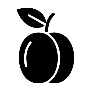 Yaprak ve saplı bir eriğin basit siyah siluet simgesi