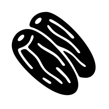 İki Kurutulmuş Meyve Kara Silüet Simgesi Sağlıklı Doğal Tatlı Atıştırmalık Vektör Tasarımı