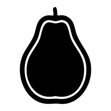 Beyaz arka planda izole edilmiş, kalın çizgili bir armut simgesi..