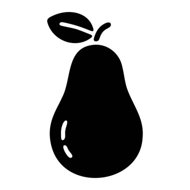 Yaprak, Sağlıklı Gıda Vektörü Grafik Tasarımı ile Basit Kara Armut Meyve Simgesi