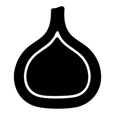 İç hatlarıyla İncir Meyvesi Simgesi, Minimalist Siyah Vektör Tasarımı