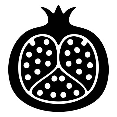 Sağlıklı Gıdalar İçin Siyah ve Beyaz Nar Yarı Simge Grafiksel Elementi