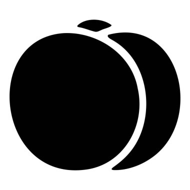 Beyaz arka planda izole edilmiş kayısı ya da şeftalinin siyah silüeti..