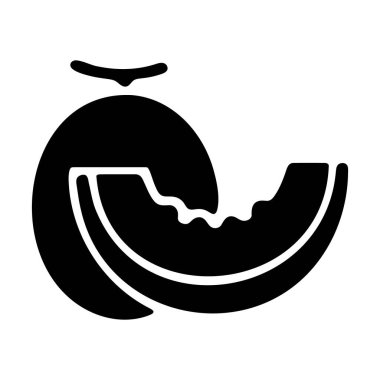 Meyve ve Sağlıklı Besin Kavramları İçin Basit Kara Karpuz ve Dilimlenmiş Simge İllüstrasyonu