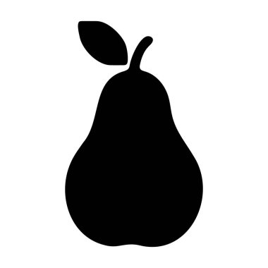 Klasik Pear Icon. Taze Meyve, Vegan Diyeti ve Market için Siyah ve Beyaz Vektör Sembolü.