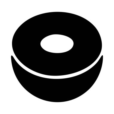 Stilize Meyve Dilimi Simgesi. Sağlıklı Gıda Kavramları için Siyah ve Beyaz Vektör Grafiği.