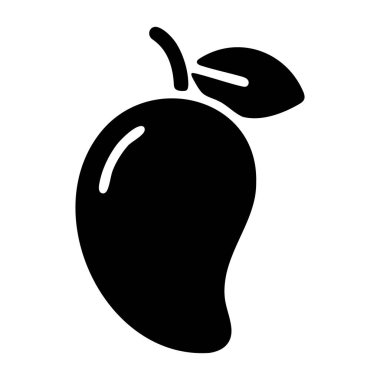 Siyah Mango Meyve Simgesi - Tropikal Gıda, Sağlıklı Atıştırmalıklar ve Egzotik Tasarımlar İçin Basit Vektör Sembolü