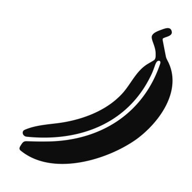 Muz Meyvesi Siyah Simgesi - Sağlıklı Gıda, Enerji ve Tropikal Üretim Tasarımları İçin Basit Vektör Kabartması