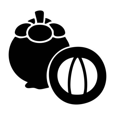 En az Kara Mangosteen Simgeleri, Ekzotik Gıda Tasarımı İçin Tüm ve Dilimlenmiş