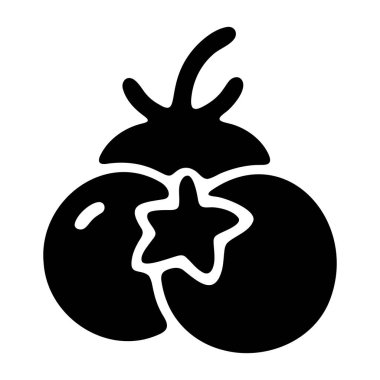 Hurma Meyvesi Simgesi, Tam ve Dilimlenmiş - Siyah Vektör Gıda Grafiği