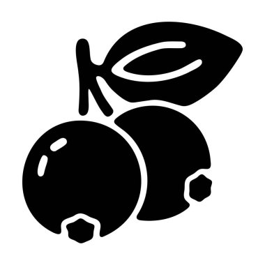 Yaban mersinlerinin basit simgesi ya da UI Tasarımı için Yapraklı Kızılcık