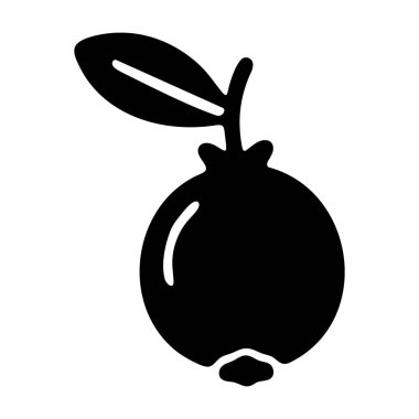 Kök ve Yaprak Simgesi ile Tek Çilek - Temel Meyve Kabartma Vektörü