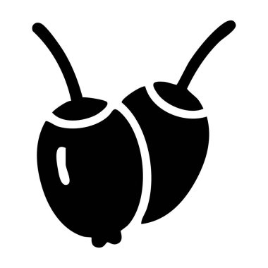 Kara Gül Kalçaları veya Uzatılmış Meyve Kabartması Simgesi