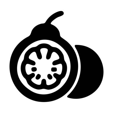 Tohumları ve eti gösteren bir guava meyvesinin kesme siyah vektör çizimi