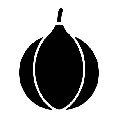 Kökü Minimalist Tasarımlı Bir İncir Meyvesinin Basit Siyah Simgesi