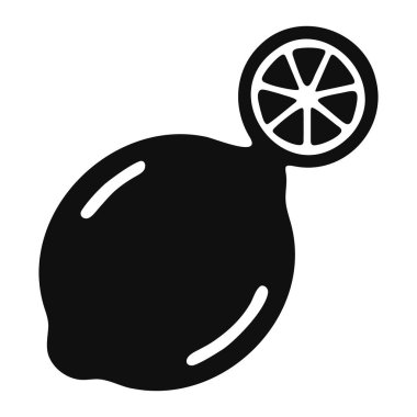 Beyaz arkaplanda dilimlenmiş siyah bir limon silueti, basit bir simge