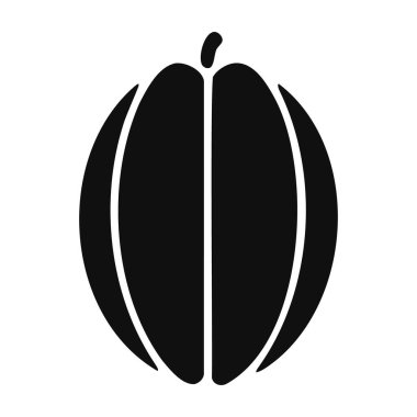 Yuvarlak bir meyvenin siyah siluet simgesi, muhtemelen bir kavun ya da balkabağı, bölümlere ayrılmış..